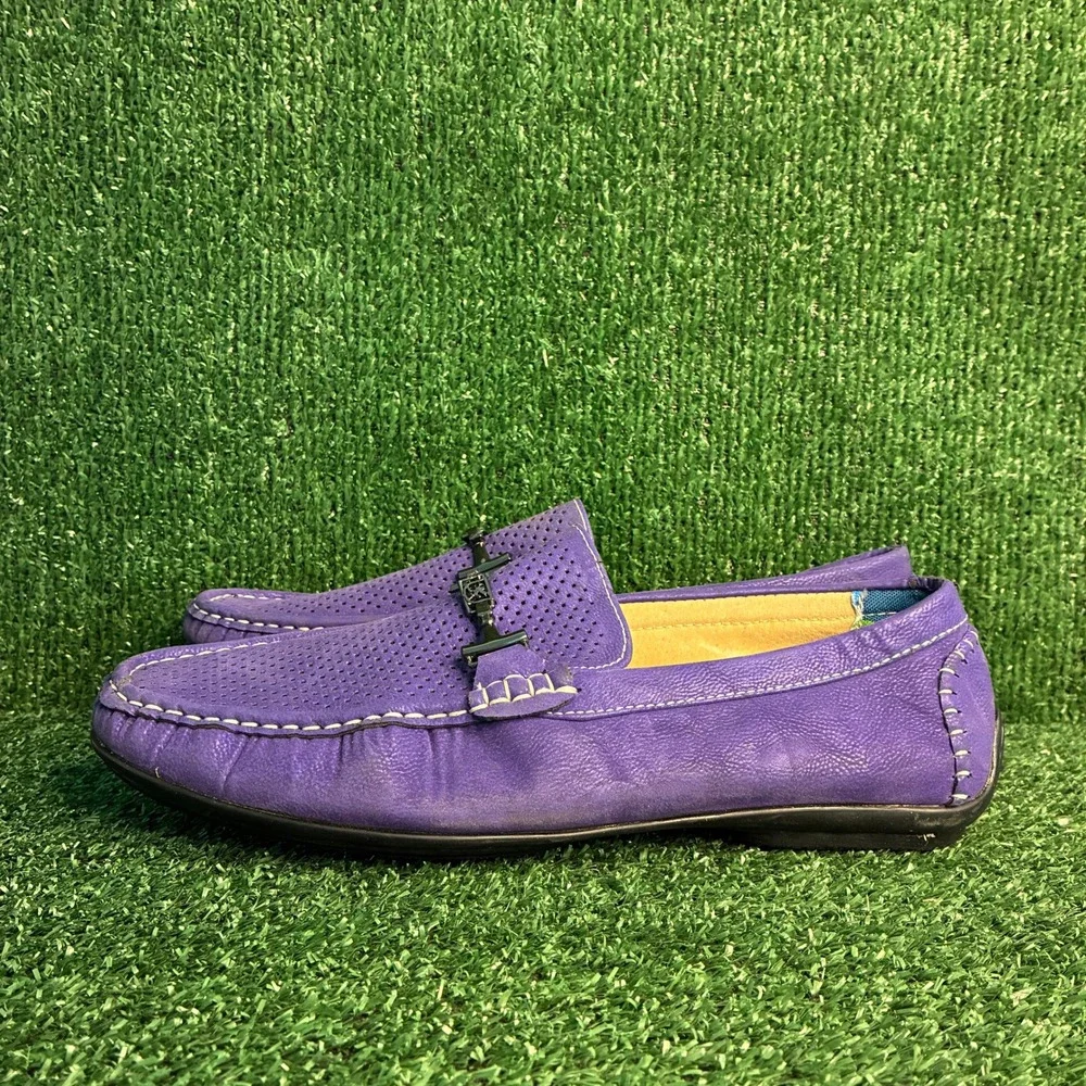 Stacy Adams 25039-542 Perforated Bit Loafer Driving Moccasin Purple Mens Sz 11 M